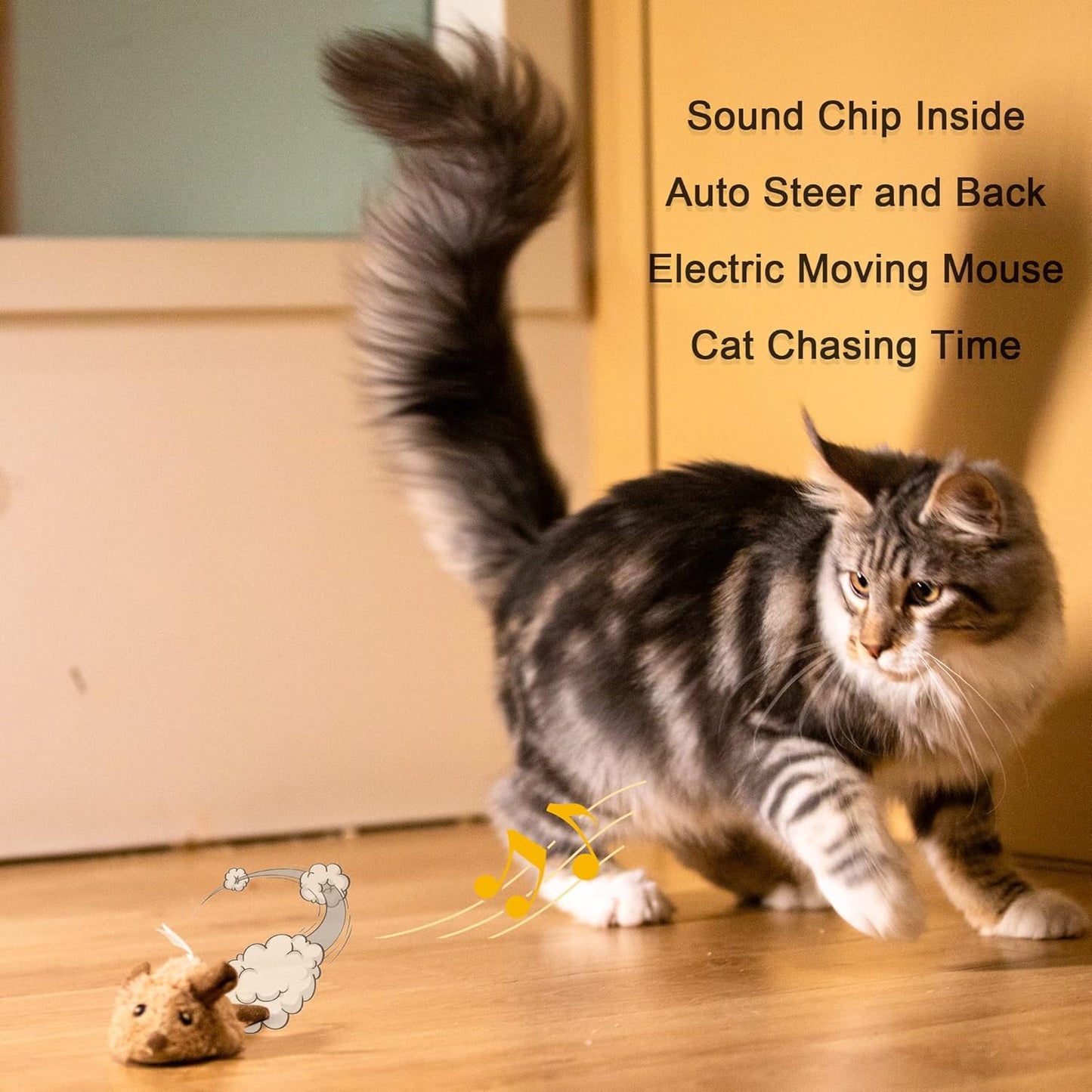 Interactive Automatic Cat Toy with Realistic Sounds - Electric Squeaky Mouse to Enhance Indoor Play and Alleviate Boredom
