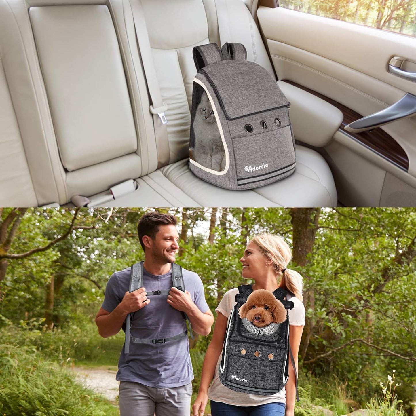 Multifunctional Pet Backpack Carrier for Small Dogs and Cats - Ideal for Hiking, Walking, Traveling, and Outdoor Activities (Black)