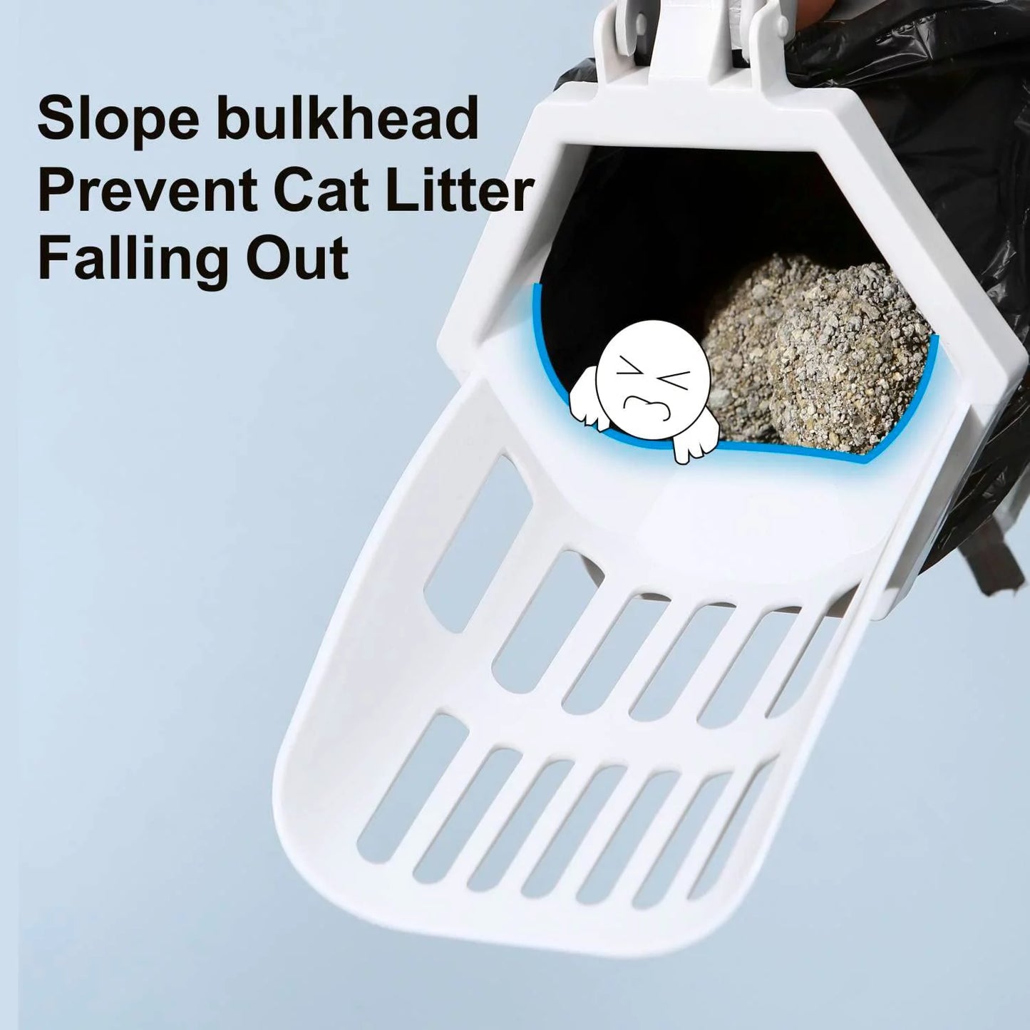 3-in-1 Cat Litter Scoop with Holder - Large Portable Integrated Scooper with 200 Refill Bags for Cats and Kittens (Gray)