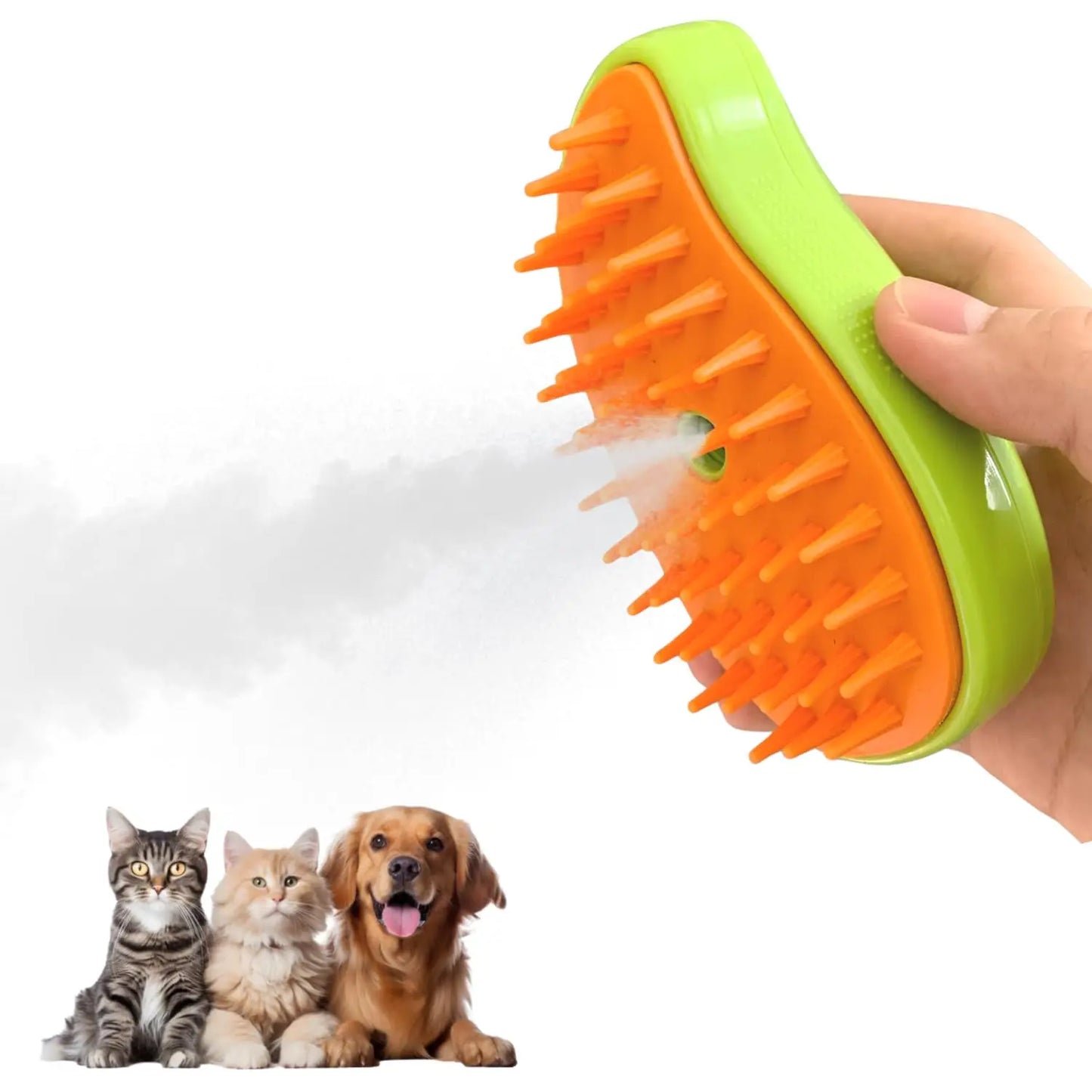 3-in-1 Steam Cat Grooming Brush with Self-Cleaning Function for Knot and Loose Hair Removal