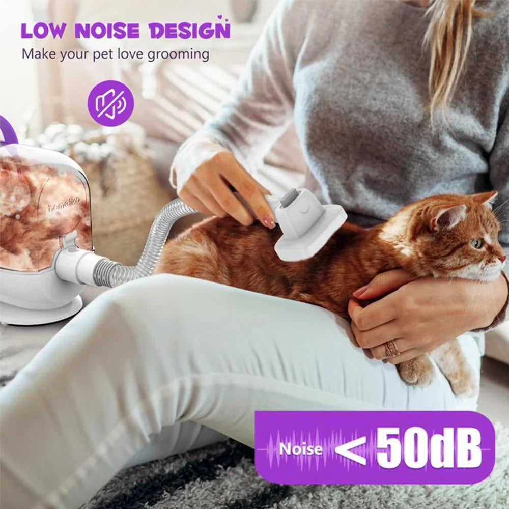 Homeika Professional Dog Grooming Kit: 3L Pet Hair Vacuum with 99% Suction Power, Silent Grooming Device, and Dog/Cat Hair Removal Brush