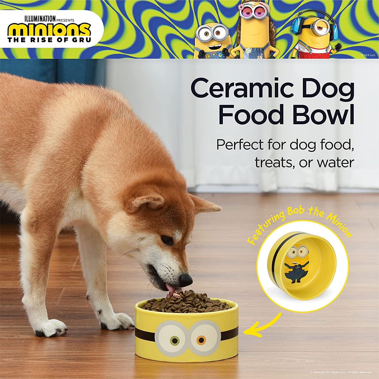 Bob Ceramic Dog Food and Water Bowl - 6" or 3.5 Cups | Officially Licensed Universal Studios Pet Product