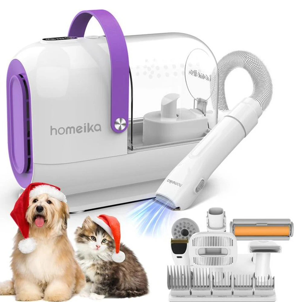 Homeika Professional Dog Grooming Kit: 3L Pet Hair Vacuum with 99% Suction Power, Silent Grooming Device, and Dog/Cat Hair Removal Brush