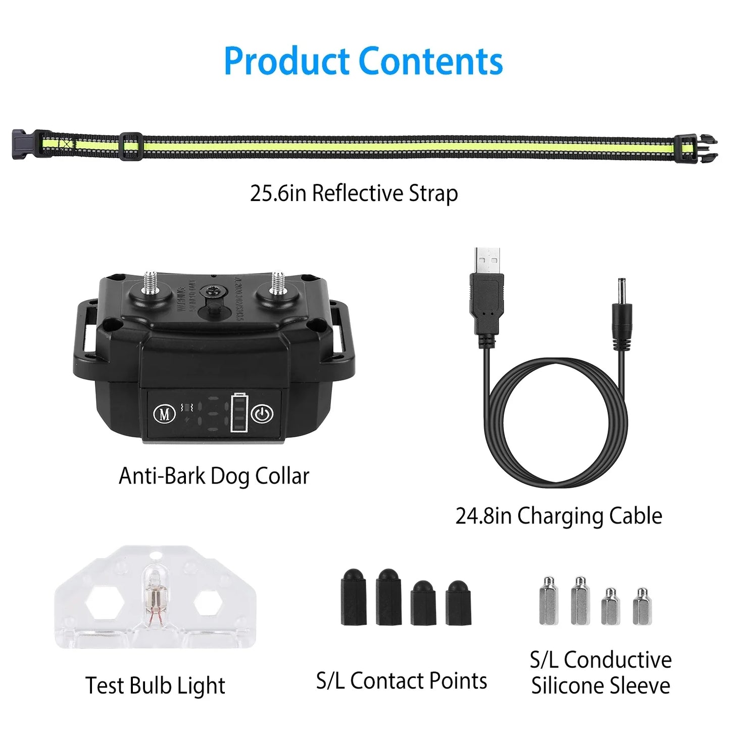 Rechargeable Waterproof Dog Bark Collar with Automatic Identification and Dual Mode Stimulation (Beep, Vibration, Static) - 6 Intensity Levels