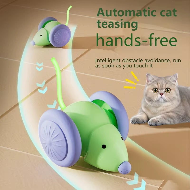 Interactive Electric Cat Toy - Silent Automatic Teaser with Advanced Obstacle Avoidance Technology