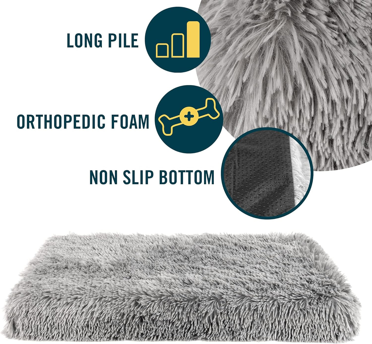 Premium Extra Plush Washable Dog Mat and Bed - Versatile XXL Crate Mat with Non-Slip Base (30" x 48")
