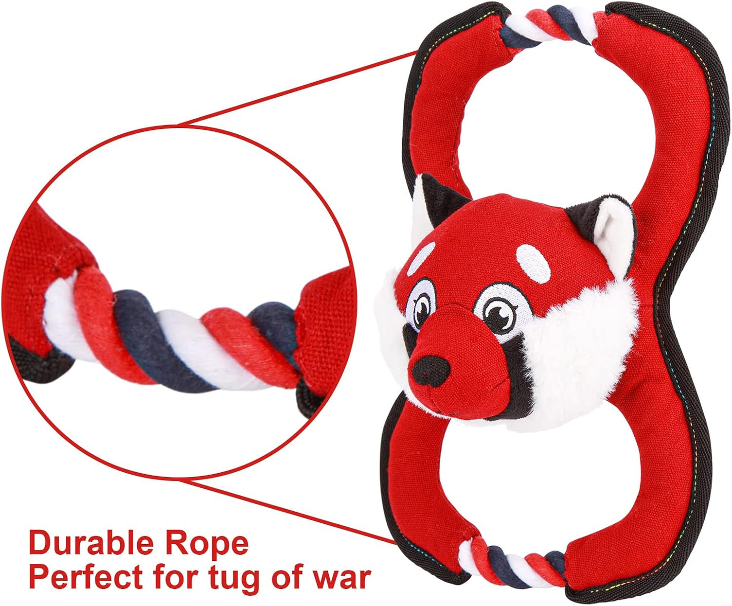 Interactive Plush Dog Toy with Rope - Squeaky Red Fox Design for Aggressive Chewers, Ideal for Small to Large Dogs, Perfect for Tug of War Play