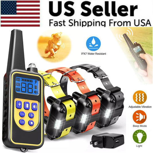 3000 FT Rechargeable Remote Dog Training Collar - Waterproof Shock Trainer