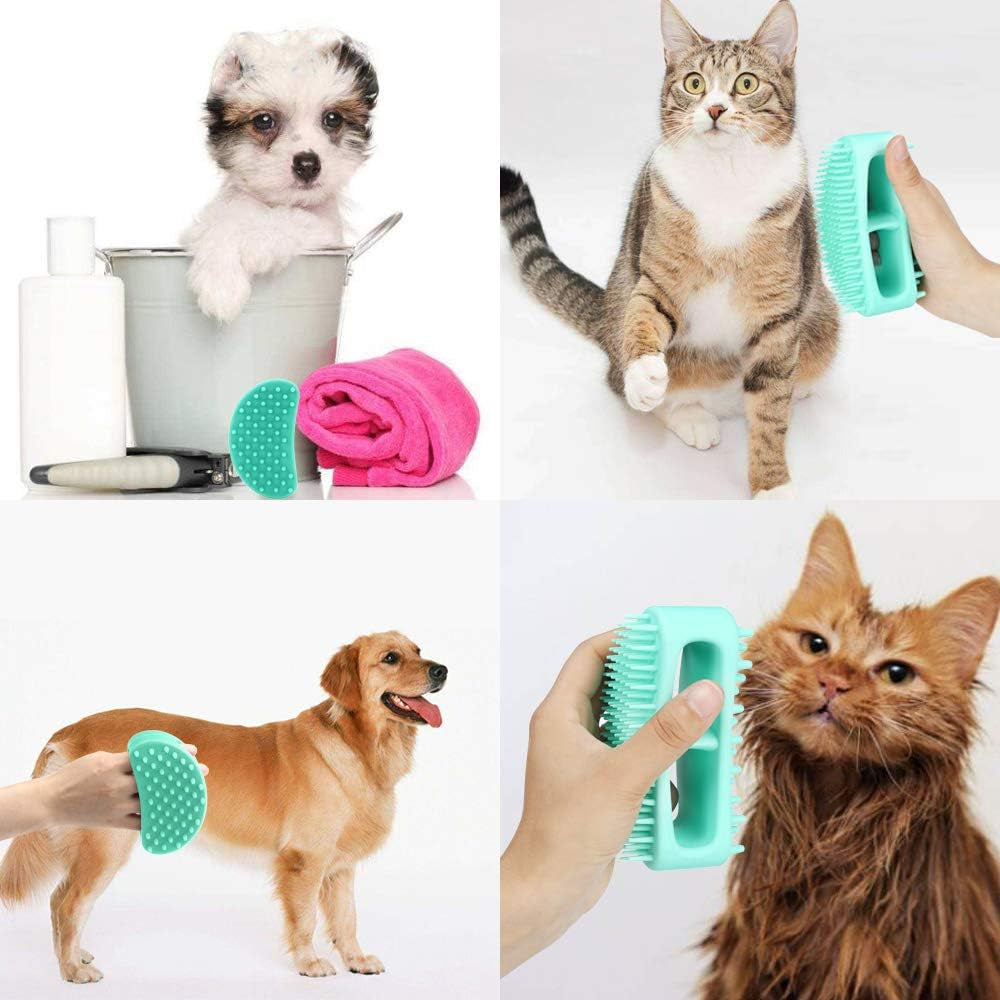 Professional Soft Silicone Pet Grooming Brush for Dogs and Cats - Versatile Bath and Massage Tool for All Coat Types, Teal