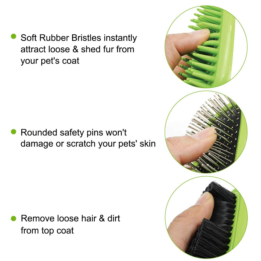 5-in-1 Professional Pet Grooming Comb Set for Dogs and Cats - Includes Massage Brush, Pin Brush, Bristle Brush, Hair Removal Comb, and Open Knot Comb in Green