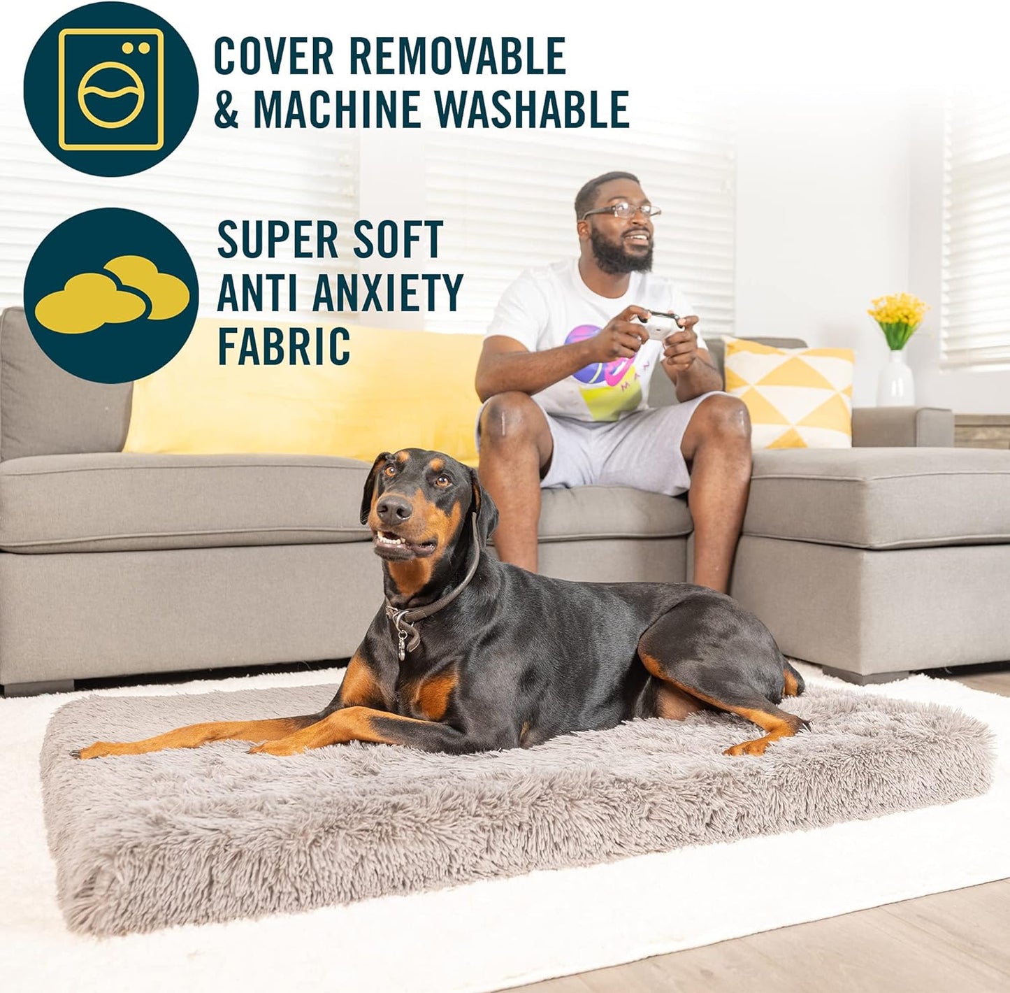 Premium Extra Plush Washable Dog Mat and Bed - Versatile XXL Crate Mat with Non-Slip Base (30" x 48")