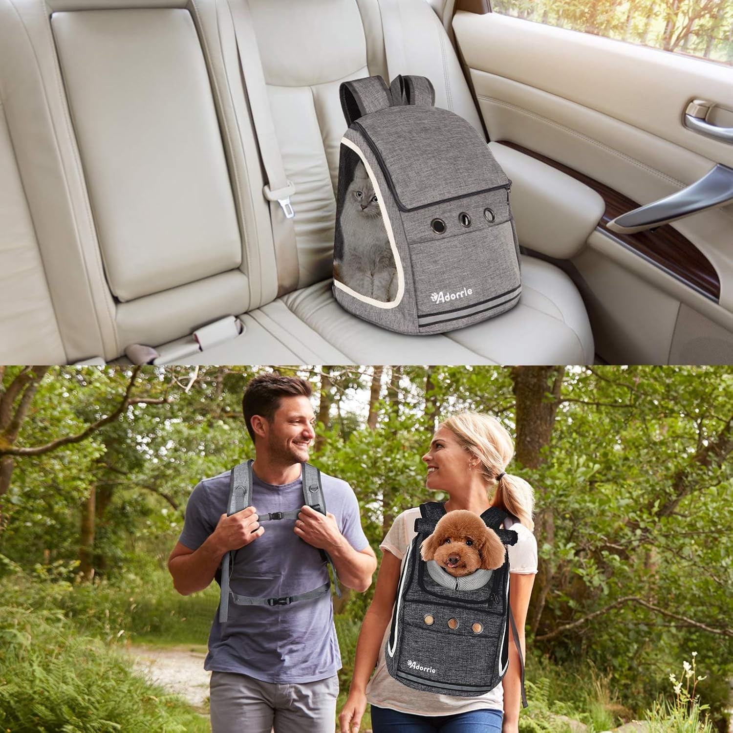 Multifunctional Pet Backpack Carrier for Small Dogs and Cats - Ideal for Hiking, Walking, Traveling, and Outdoor Activities (Black)