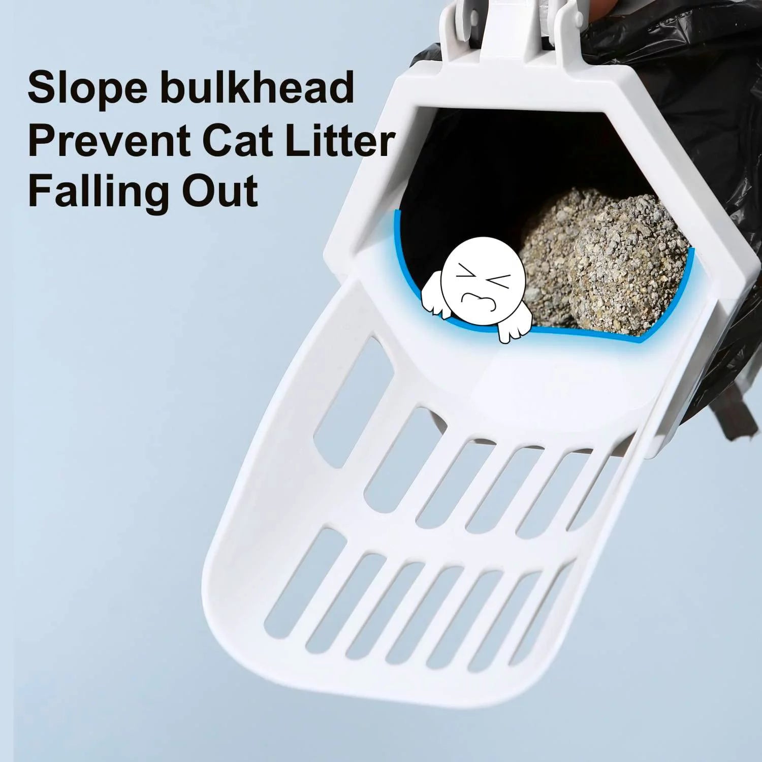 3-in-1 Cat Litter Scoop with Holder - Large Portable Integrated Scooper with 200 Refill Bags for Cats and Kittens (Gray)