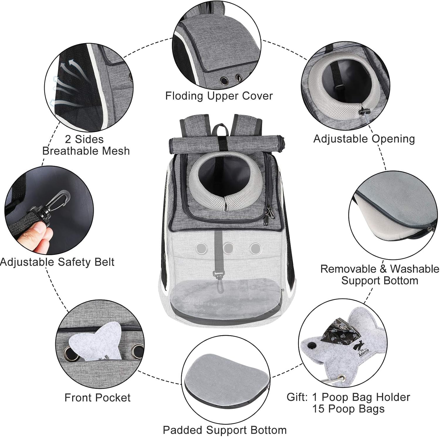 Multifunctional Pet Backpack Carrier for Small Dogs and Cats - Ideal for Hiking, Walking, Traveling, and Outdoor Activities (Black)
