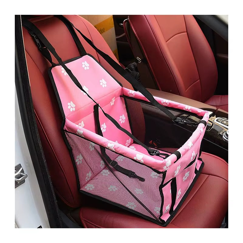 Premium Pet Dog Car Booster Seat with Safety Belt - Foldable Mesh Travel Basket for Dogs
