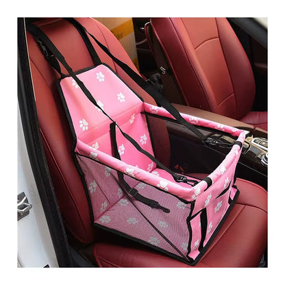 Premium Pet Dog Car Booster Seat with Safety Belt - Foldable Mesh Travel Basket for Dogs
