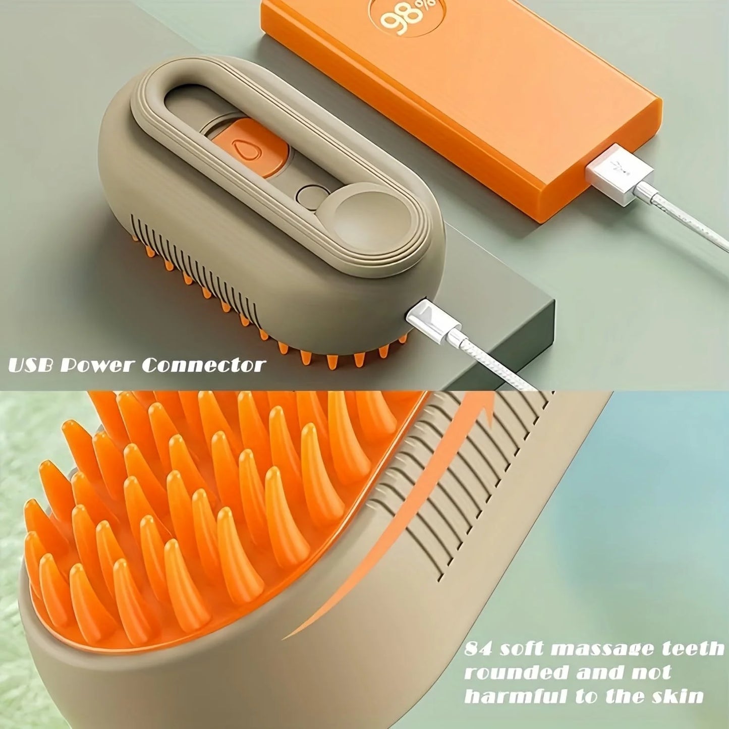 3-in-1 Cat Steam Brush and Defur Comb for Massaging and Grooming Shedding Pets, Suitable for Long and Short Hair Cats and Dogs