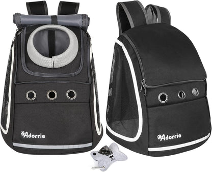 Multifunctional Pet Backpack Carrier for Small Dogs and Cats - Ideal for Hiking, Walking, Traveling, and Outdoor Activities (Black)