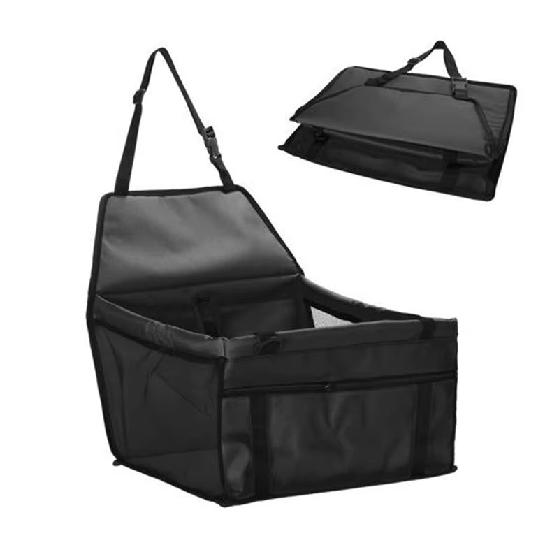 Premium Pet Dog Car Booster Seat with Safety Belt - Foldable Mesh Travel Basket for Dogs