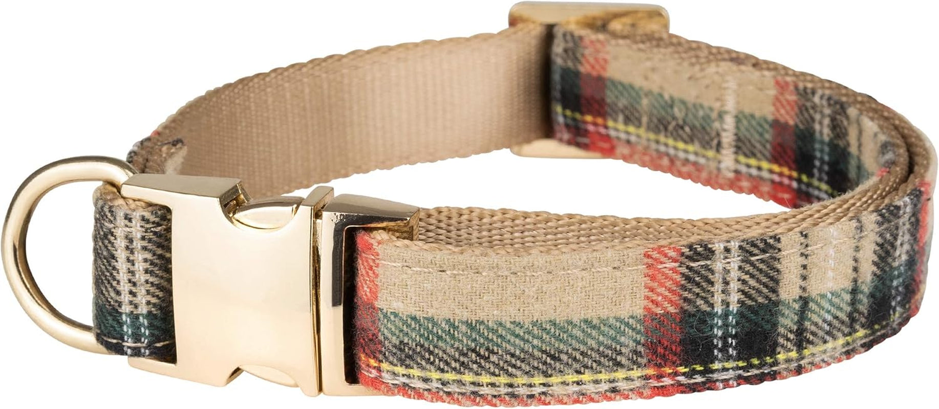Scottish Tartan Dog Collar and Leash Set with Removable Bow Tie, Adjustable Plaid Design for Dogs, Ideal Pet Gift (XS, Beige)
