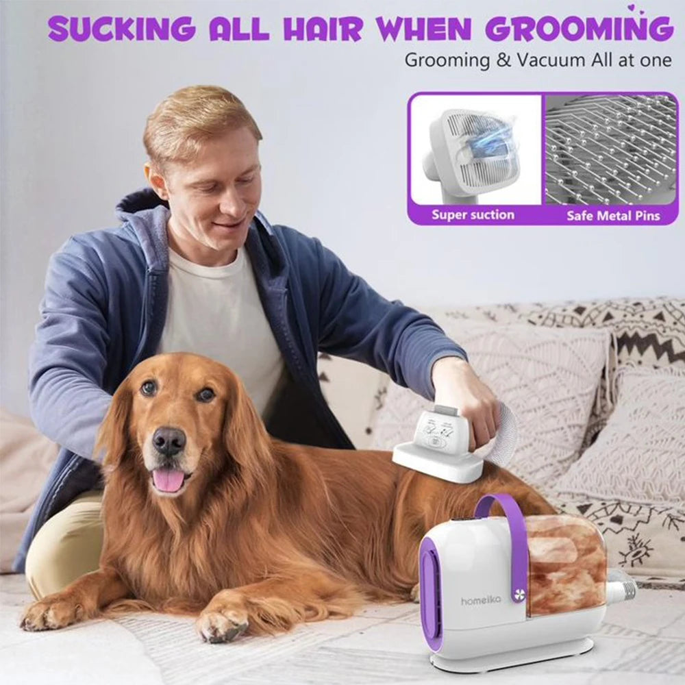Homeika Professional Dog Grooming Kit: 3L Pet Hair Vacuum with 99% Suction Power, Silent Grooming Device, and Dog/Cat Hair Removal Brush