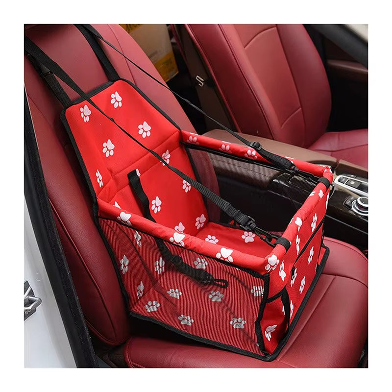 Premium Pet Dog Car Booster Seat with Safety Belt - Foldable Mesh Travel Basket for Dogs