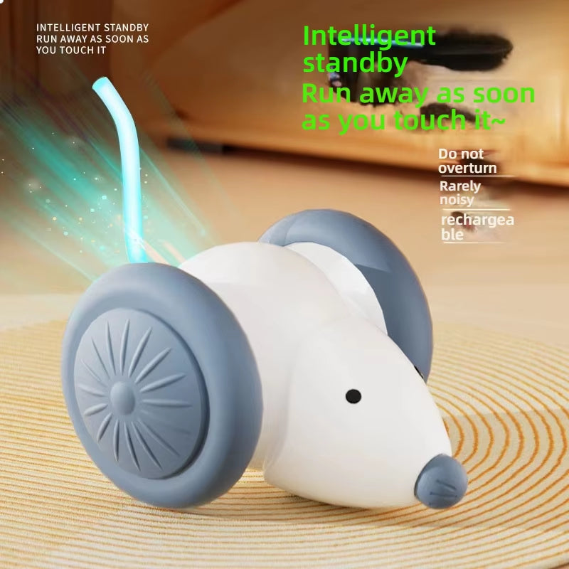 Interactive Electric Cat Toy - Silent Automatic Teaser with Advanced Obstacle Avoidance Technology