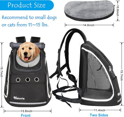 Multifunctional Pet Backpack Carrier for Small Dogs and Cats - Ideal for Hiking, Walking, Traveling, and Outdoor Activities (Black)