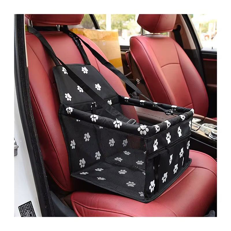 Premium Pet Dog Car Booster Seat with Safety Belt - Foldable Mesh Travel Basket for Dogs