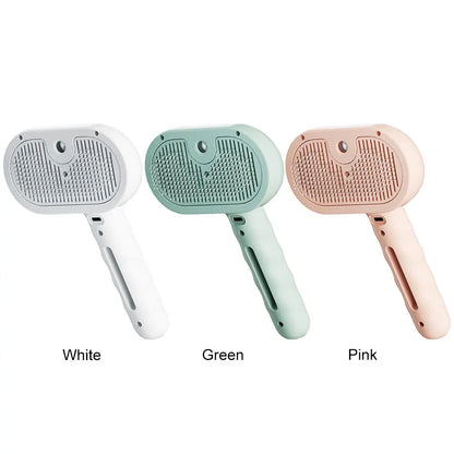 3-in-1 Rechargeable Cat Grooming Steam Brush with Release Button for Shedding and Hair Removal