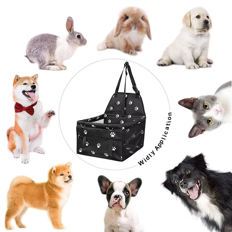 Premium Pet Dog Car Booster Seat with Safety Belt - Foldable Mesh Travel Basket for Dogs