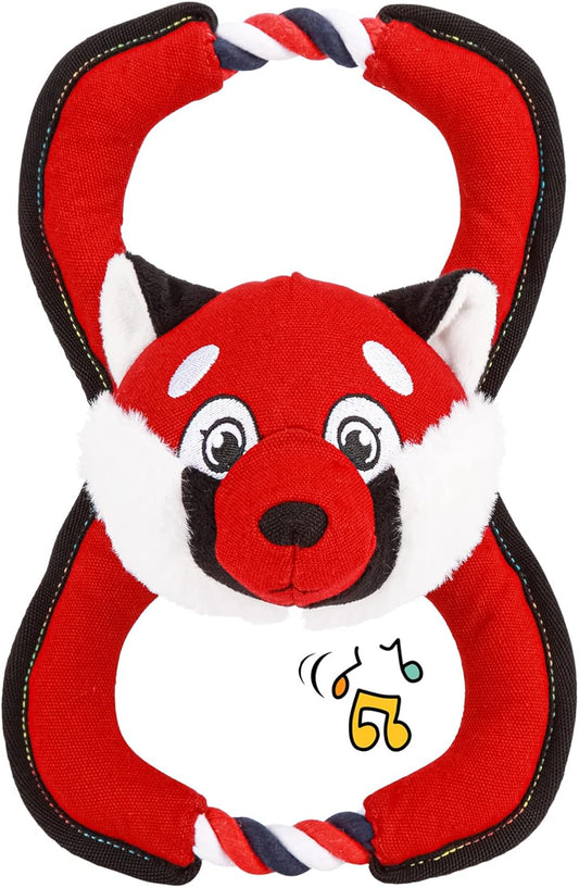 Interactive Plush Dog Toy with Rope - Squeaky Red Fox Design for Aggressive Chewers, Ideal for Small to Large Dogs, Perfect for Tug of War Play