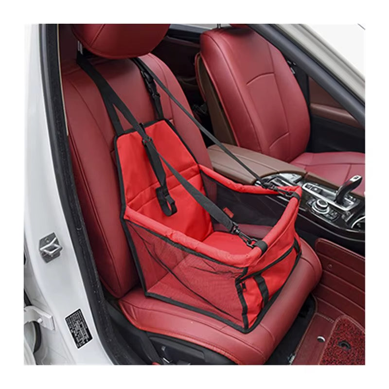Premium Pet Dog Car Booster Seat with Safety Belt - Foldable Mesh Travel Basket for Dogs