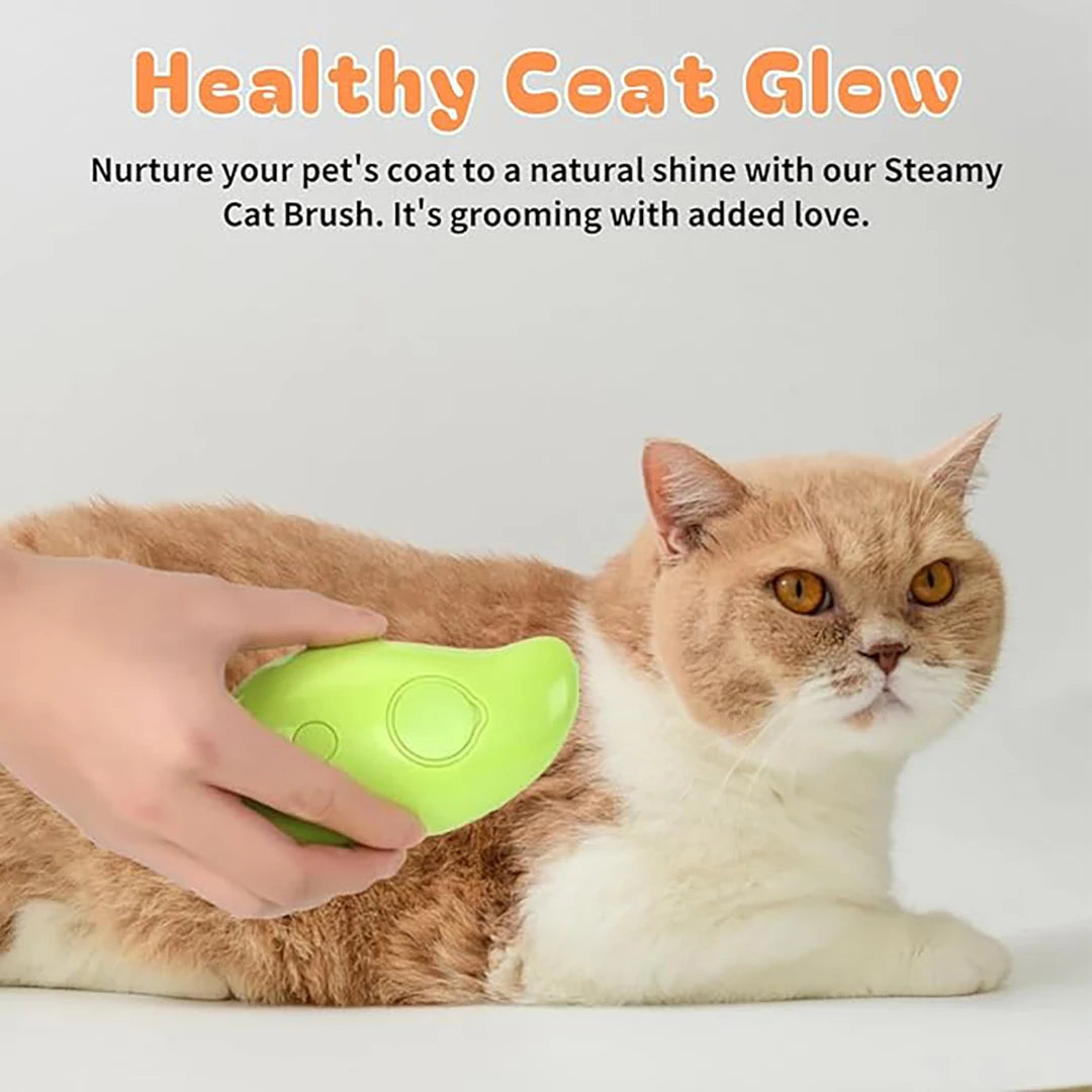 3-in-1 Steam Cat Grooming Brush with Self-Cleaning Function for Knot and Loose Hair Removal