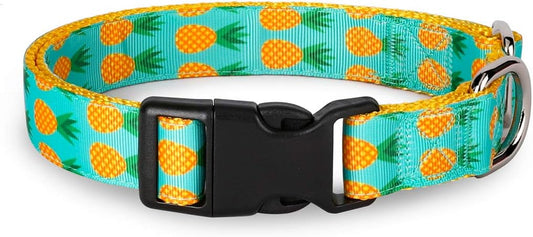 Tropical Pineapple Cat and Dog Collar and Leash Set for Cats, Puppies, and Small to Large Dogs