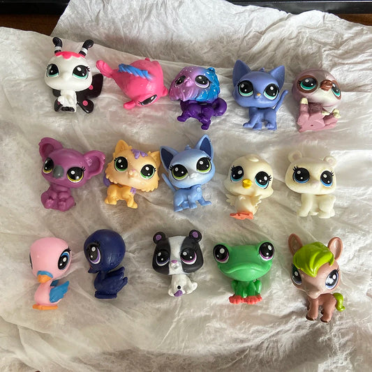 15-Piece Set of Classic Miniature Pet Toy Figures for Cats and Puppies