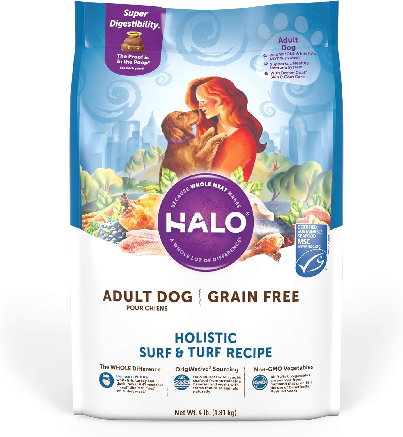 Grain-Free Surf & Turf Adult Dry Dog Food, 4-Pound Bag