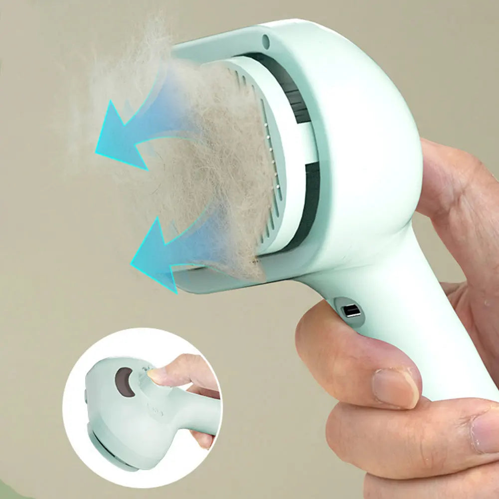 3-in-1 Rechargeable Cat Grooming Steam Brush with Release Button for Shedding and Hair Removal