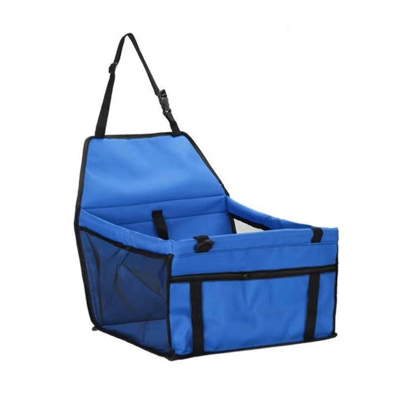 Premium Pet Dog Car Booster Seat with Safety Belt - Foldable Mesh Travel Basket for Dogs