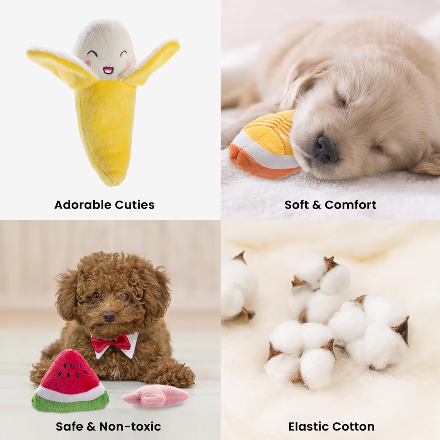 Plush Squeaky Dog Toy Set for Small to Medium Breeds - 12 Pieces with Carrying Bag