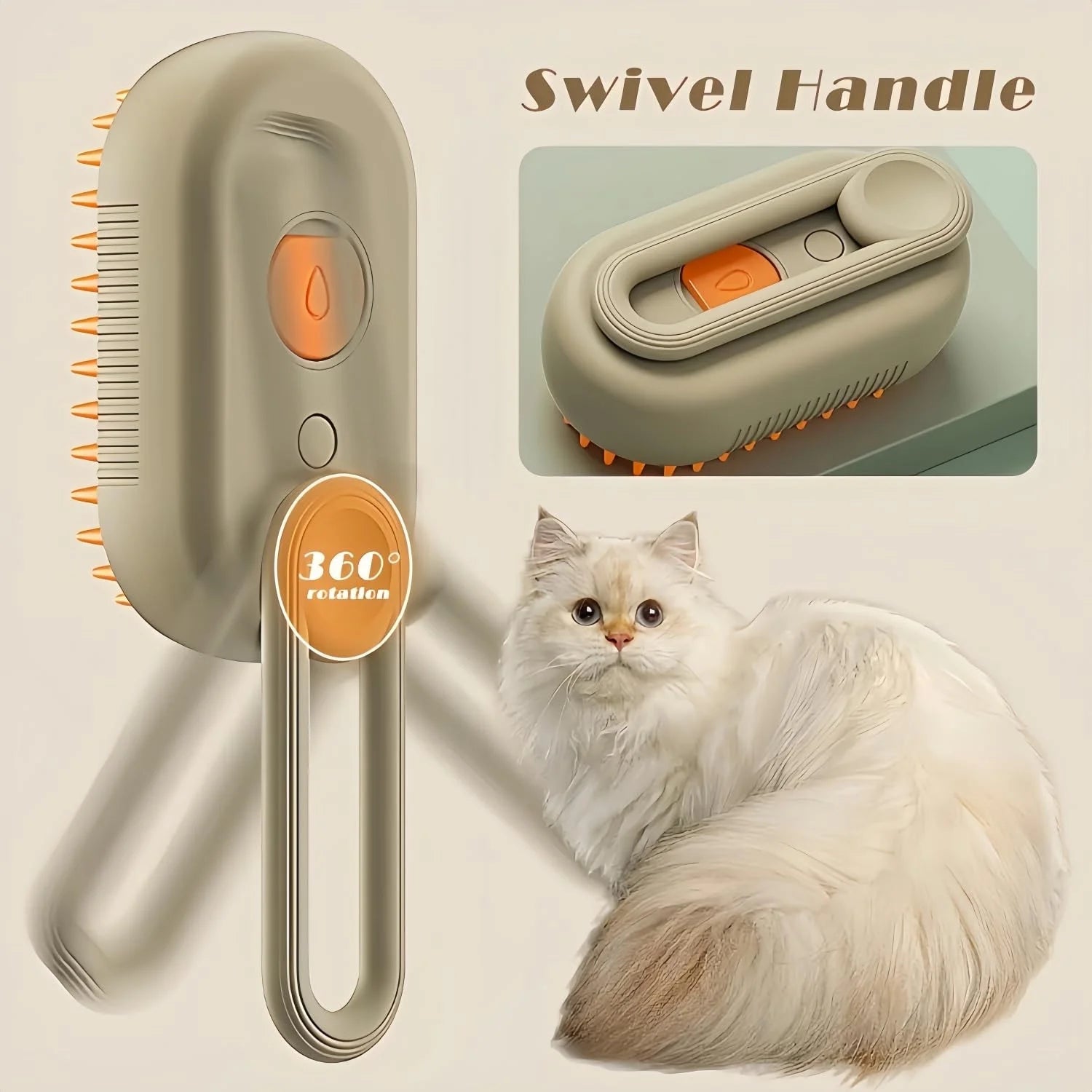 3-in-1 Cat Steam Brush and Defur Comb for Massaging and Grooming Shedding Pets, Suitable for Long and Short Hair Cats and Dogs
