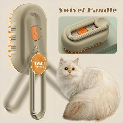 3-in-1 Cat Steam Brush and Defur Comb for Massaging and Grooming Shedding Pets, Suitable for Long and Short Hair Cats and Dogs