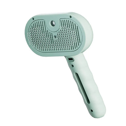 3-in-1 Rechargeable Cat Grooming Steam Brush with Release Button for Shedding and Hair Removal