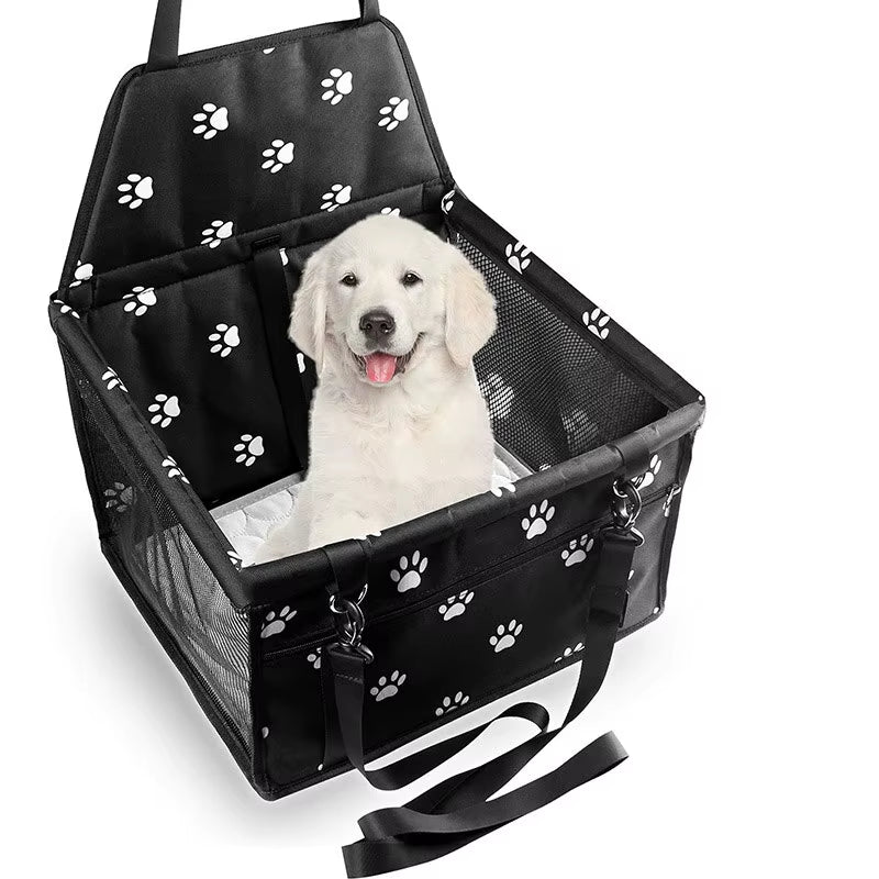 Premium Pet Dog Car Booster Seat with Safety Belt - Foldable Mesh Travel Basket for Dogs