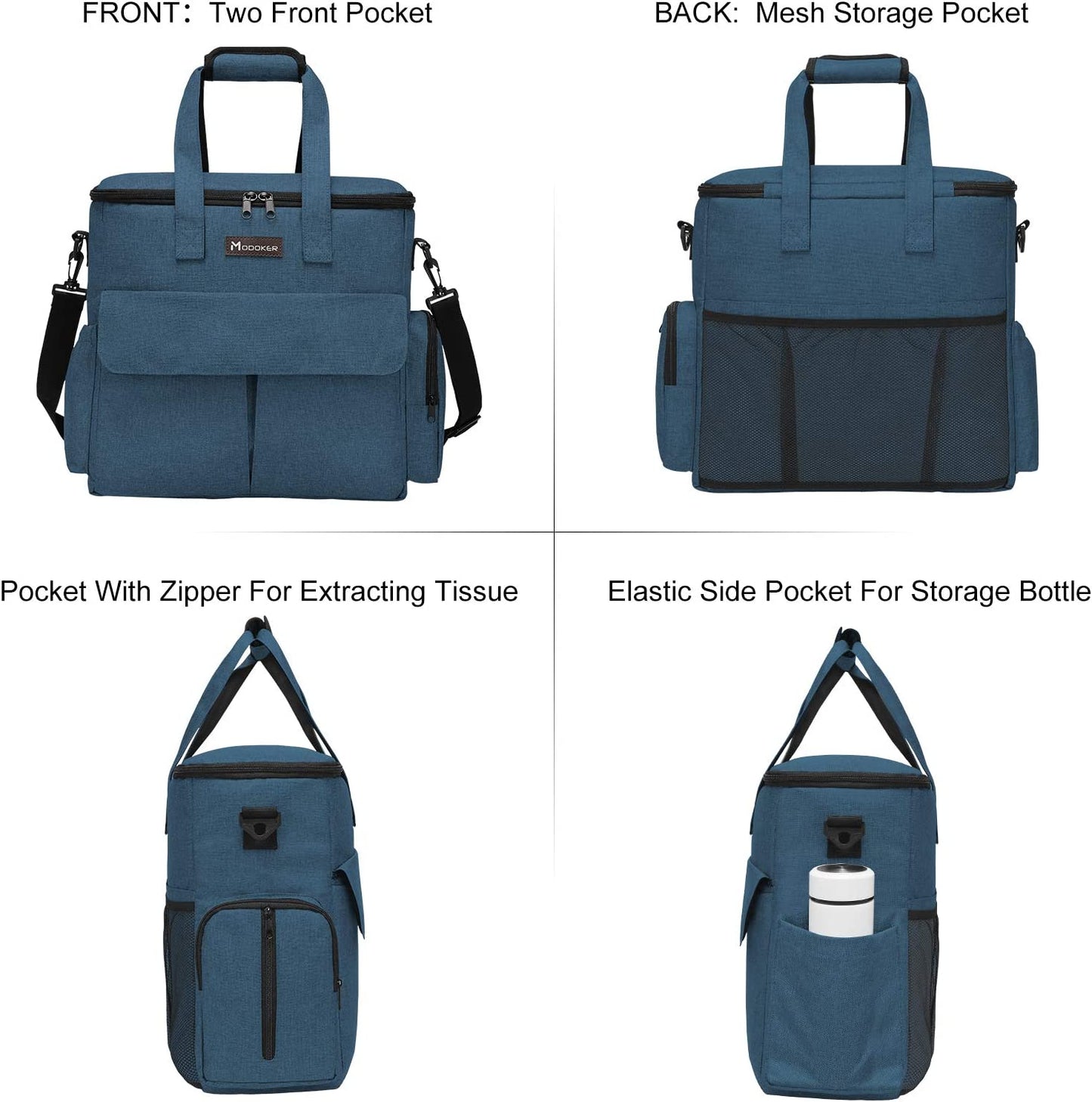 Premium Dog Travel Bag - Weekend Pet Travel Set for Dogs and Cats, Airline-Approved Tote with Multi-Function Pockets, 2 Food Storage Containers, 2 Collapsible Bowls, and 1 Feeding Mat (Blue)