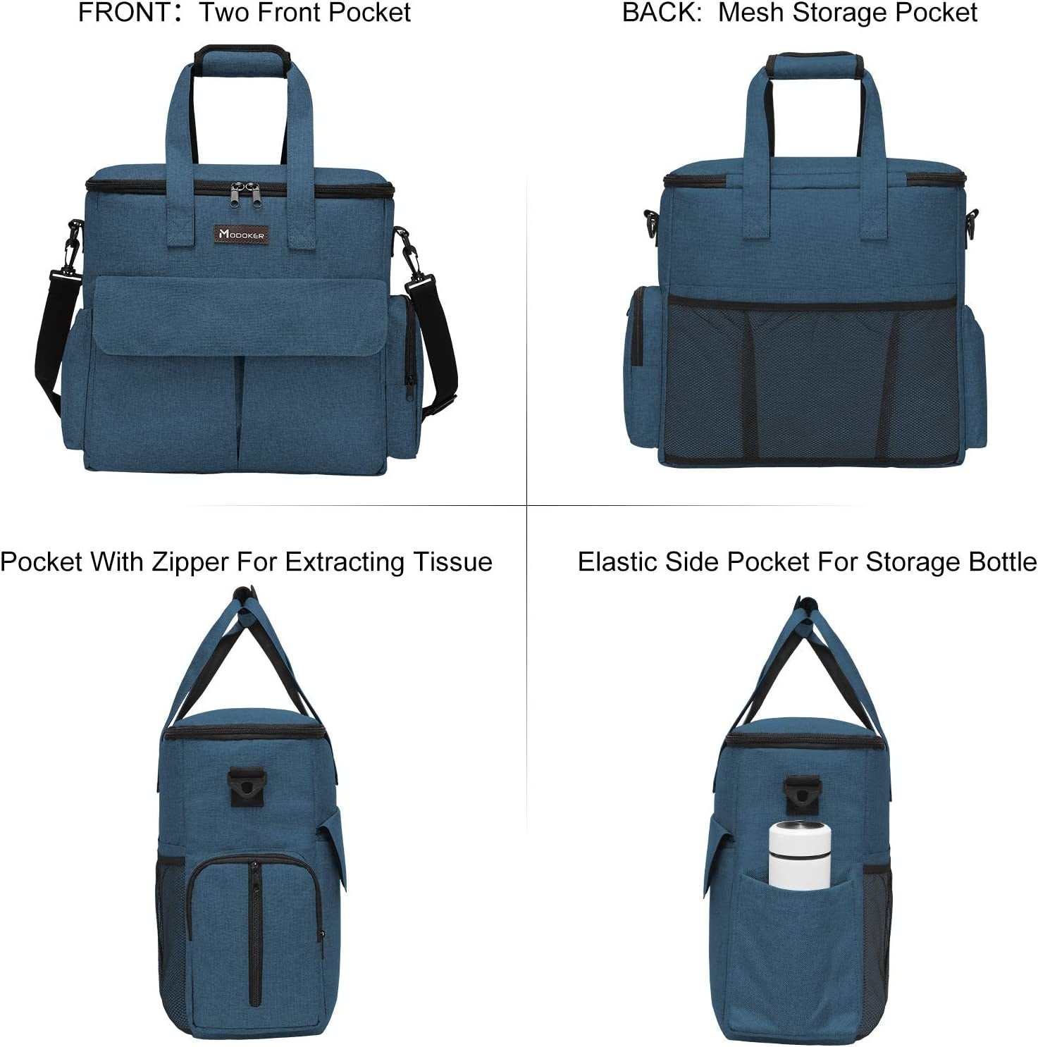 Premium Dog Travel Bag - Weekend Pet Travel Set for Dogs and Cats, Airline-Approved Tote with Multi-Function Pockets, 2 Food Storage Containers, 2 Collapsible Bowls, and 1 Feeding Mat (Blue)