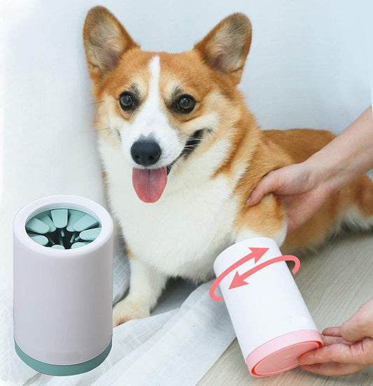 Portable Pet Foot Cleaning Cup for Small to Medium Dogs and Cats - Effective Mud Removal, Green Size L