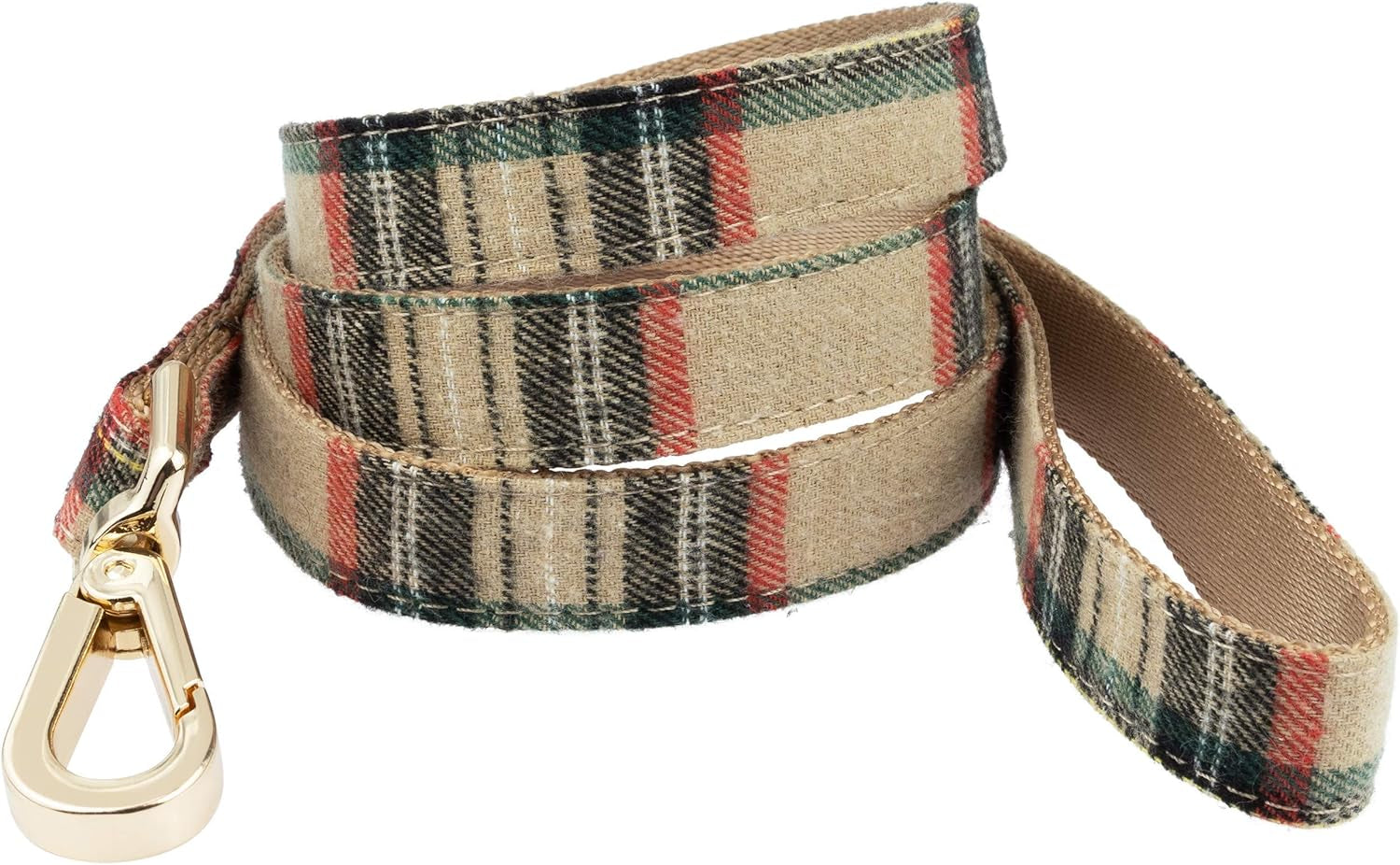 Scottish Tartan Dog Collar and Leash Set with Removable Bow Tie, Adjustable Plaid Design for Dogs, Ideal Pet Gift (XS, Beige)