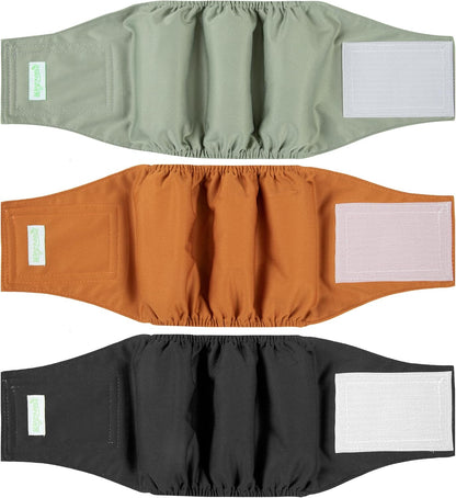 Washable Male Dog Belly Wraps - Pack of 3 (Small: 11"-14" Waist)