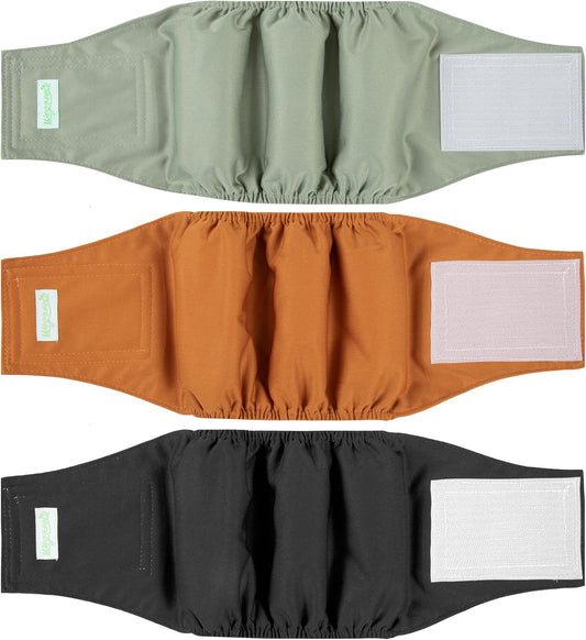Washable Male Dog Belly Wraps - Pack of 3 (Small: 11"-14" Waist)